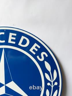 Vintage Mercedes-Benz Blue Laurel Logo Heavy Metal Sign 19.7 (50cm)