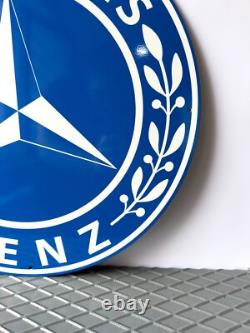 Vintage Mercedes-Benz Blue Laurel Logo Heavy Metal Sign 19.7 (50cm)