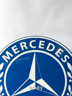 Vintage Mercedes-Benz Blue Laurel Logo Heavy Metal Sign 19.7 (50cm)