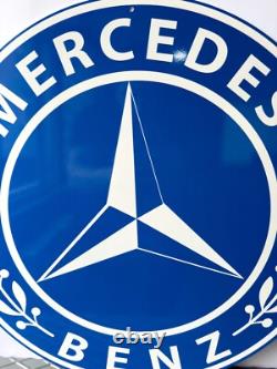 Vintage Mercedes-Benz Blue Laurel Logo Heavy Metal Sign 19.7 (50cm)