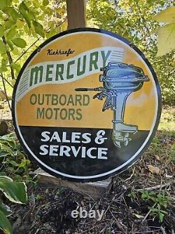 Vintage Mercury Outboard Motors Double-sided Porcelain Dealer Sign 30