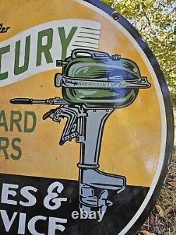 Vintage Mercury Outboard Motors Double-sided Porcelain Dealer Sign 30