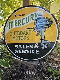 Vintage Mercury Outboard Motors Double-sided Porcelain Dealer Sign 30