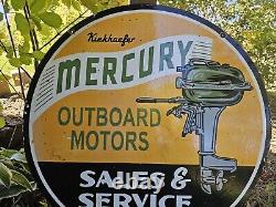 Vintage Mercury Outboard Motors Double-sided Porcelain Dealer Sign 30