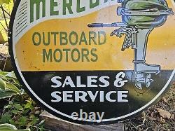 Vintage Mercury Outboard Motors Double-sided Porcelain Dealer Sign 30