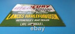 Vintage Mercury Outboards Porcelain Harley Davidson Motorcycle Boat Sales Sign
