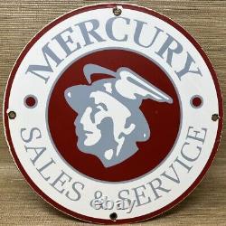 Vintage Mercury Porcelain Dealership Sign Sales Service Motor Oil Gas Station