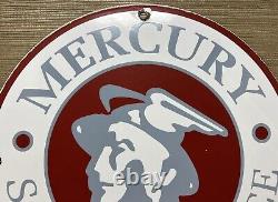Vintage Mercury Porcelain Dealership Sign Sales Service Motor Oil Gas Station