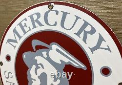 Vintage Mercury Porcelain Dealership Sign Sales Service Motor Oil Gas Station