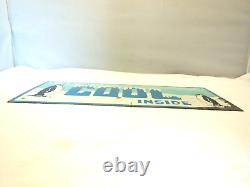 Vintage Metal Sign Advertising It's Cool Inside With Penguins 6 X 14