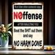 Vintage Metal Sign No Offense Humorous Aluminum Sign Multiple Sizes
