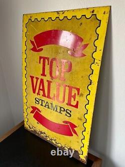 Vintage Metal Sign Top Value Stamps'68 Gas double sided Donasco large man cave