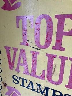 Vintage Metal Sign Top Value Stamps'68 Gas double sided Donasco large man cave