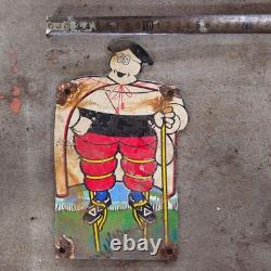 Vintage Michelin Boy Die Cut Old Us Gasoline Oil Gas Pump Enamel Porcelain Sign
