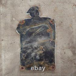 Vintage Michelin Boy Die Cut Old Us Gasoline Oil Gas Pump Enamel Porcelain Sign
