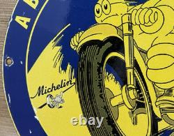 Vintage Michelin Tires Porcelain Sign Gasoline Service Station Pump Plate