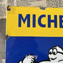 Vintage Michelin Tyre Services Car Auto 12x9 Inches Porcelain Enamel Sign
