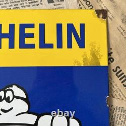 Vintage Michelin Tyre Services Car Auto 12x9 Inches Porcelain Enamel Sign