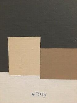 Vintage Mid Century Abstract Oil Geometric Hard Edge Painting