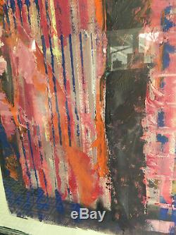 Vintage Mid Century Modern Large Abstract Oil Painting- Signed & Dated