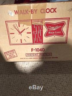 Vintage Miller High Life Beer Lighted Store Tavern Sign with Clock 1960's T