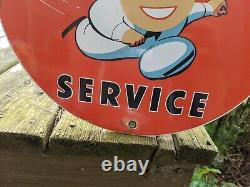 Vintage Minute Man Service Porcelain Gas Station Sign 12