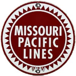 Vintage Missouri Pacific Lines Porcelain Sign Dealership Train Station Railroad
