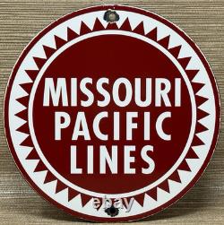 Vintage Missouri Pacific Lines Porcelain Sign Dealership Train Station Railroad
