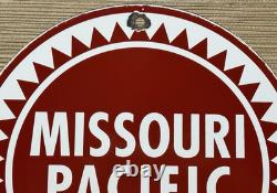 Vintage Missouri Pacific Lines Porcelain Sign Dealership Train Station Railroad