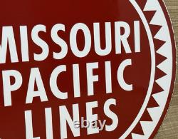 Vintage Missouri Pacific Lines Porcelain Sign Dealership Train Station Railroad