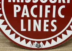 Vintage Missouri Pacific Lines Porcelain Sign Dealership Train Station Railroad