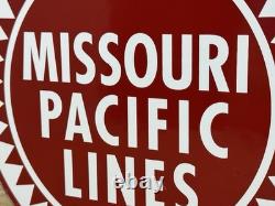 Vintage Missouri Pacific Lines Porcelain Sign Dealership Train Station Railroad
