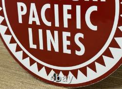 Vintage Missouri Pacific Lines Porcelain Sign Dealership Train Station Railroad