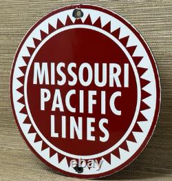 Vintage Missouri Pacific Lines Porcelain Sign Dealership Train Station Railroad