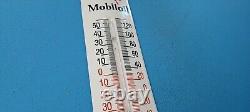 Vintage Mobil Gasoline Porcelain Gas Auto Oil Sales Ad Sign On Thermometer