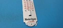 Vintage Mobil Gasoline Porcelain Gas Auto Oil Sales Ad Sign On Thermometer