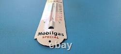 Vintage Mobil Gasoline Porcelain Gas Auto Oil Sales Ad Sign On Thermometer