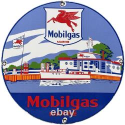 Vintage Mobil Marine Porcelain Sign Dealership Service Gas Station Mobil Oil