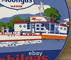 Vintage Mobil Marine Porcelain Sign Dealership Service Gas Station Mobil Oil