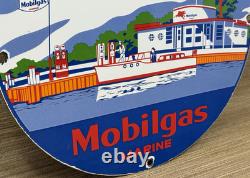 Vintage Mobil Marine Porcelain Sign Dealership Service Gas Station Mobil Oil