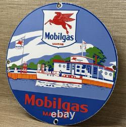 Vintage Mobil Marine Porcelain Sign Dealership Service Gas Station Mobil Oil