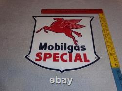 Vintage Mobil Mobilgas Special 11 3/4 Porcelain Metal Pegasus Gasoline Oil Sign Vintage Mobil Mobilgas Special 11 3/4 Porcelain Metal Pegasus Gasoline Oil Sign