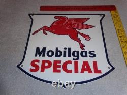 Vintage Mobil Mobilgas Special 11 3/4 Porcelain Metal Pegasus Gasoline Oil Sign Vintage Mobil Mobilgas Special 11 3/4 Porcelain Metal Pegasus Gasoline Oil Sign