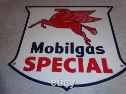 Vintage Mobil Mobilgas Special 11 3/4 Porcelain Metal Pegasus Gasoline Oil Sign Vintage Mobil Mobilgas Special 11 3/4 Porcelain Metal Pegasus Gasoline Oil Sign