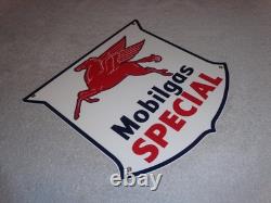 Vintage Mobil Mobilgas Special 11 3/4 Porcelain Metal Pegasus Gasoline Oil Sign
