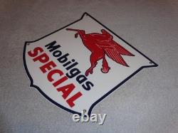Vintage Mobil Mobilgas Special 11 3/4 Porcelain Metal Pegasus Gasoline Oil Sign