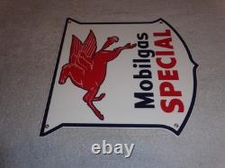 Vintage Mobil Mobilgas Special 11 3/4 Porcelain Metal Pegasus Gasoline Oil Sign