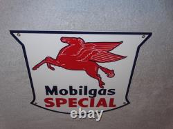 Vintage Mobil Mobilgas Special 11 3/4 Porcelain Metal Pegasus Gasoline Oil Sign