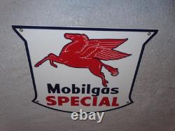 Vintage Mobil Mobilgas Special 11 3/4 Porcelain Metal Pegasus Gasoline Oil Sign