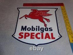 Vintage Mobil Mobilgas Special 11 3/4 Porcelain Metal Pegasus Gasoline Oil Sign